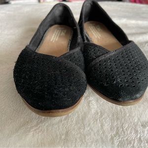 Toms Black suede perforated flats